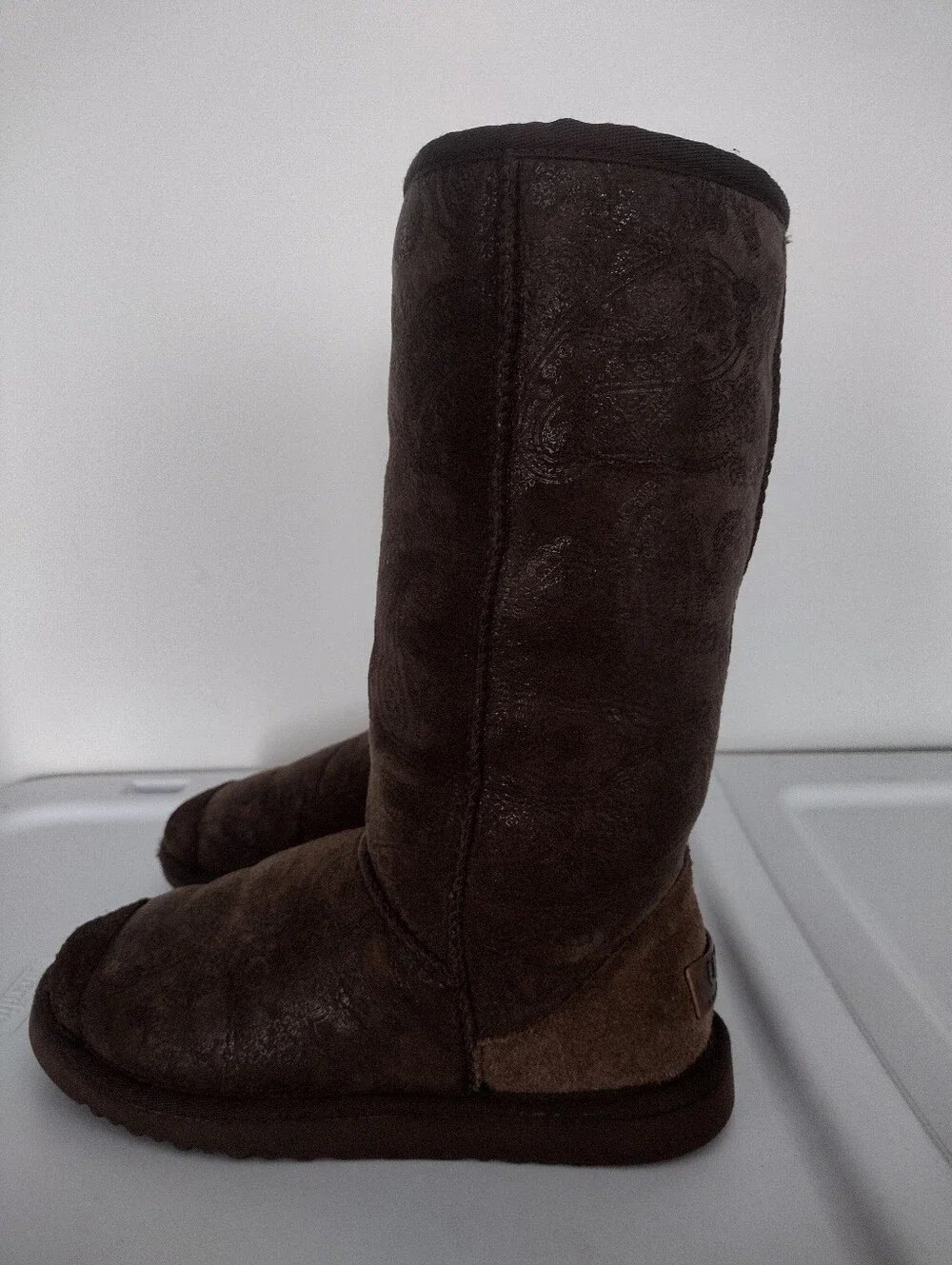 UGG Australia Women's Tall Baroque Embossed Paisley Boots, Brown, Size 6